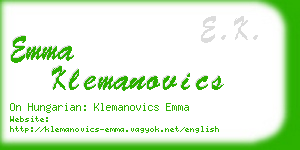 emma klemanovics business card